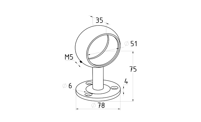 Держатель выносной с обхватом для трубы Ø50.8 мм, полированный, сварной (AISI 304) k066 2 Держатель выносной с обхватом для трубы Ø50.8 мм, полированный, сварной (AISI 304) k066 2