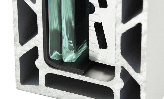 Комплект профиля зажимного для стекла 16мм и 8+8 , без отверстий, НЕАНОД. алюминий 100х60мм, т100-4-16  8