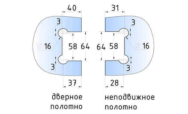 Петля для душевой стекло-стекло 90х55 мм, 135°, нержавеющая сталь AISI 304, полированная t302 PSS 4