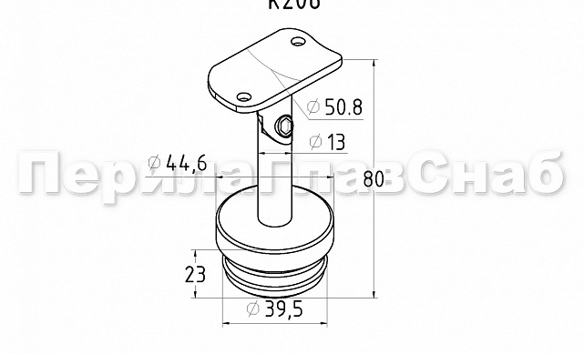 Наконечник палец с алюминиевой системой фиксации на стойке Ø42.4х1.5 мм, регулируемым ложементом под поручень Ø50.8 мм, полированный, литой, нержавеющий AISI 304 k206 2 Наконечник палец с алюминиевой системой фиксации на стойке Ø42.4х1.5 мм, регулируемым ложементом под поручень Ø50.8 мм, полированный, литой, нержавеющий AISI 304 k206 2