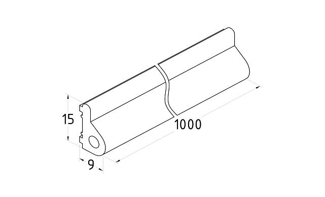 Порог для душевых перегородок 1000 мм, черный матовый Фt118 ALBL 2