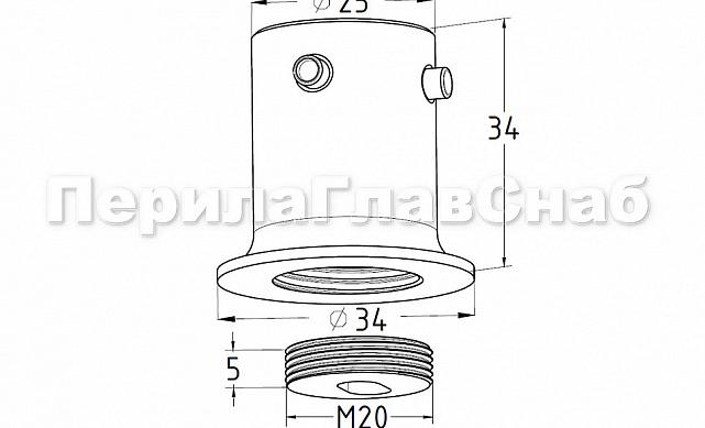 Соединитель стена-труба 19 мм, цинк-хром полированный t907 Pzn 5