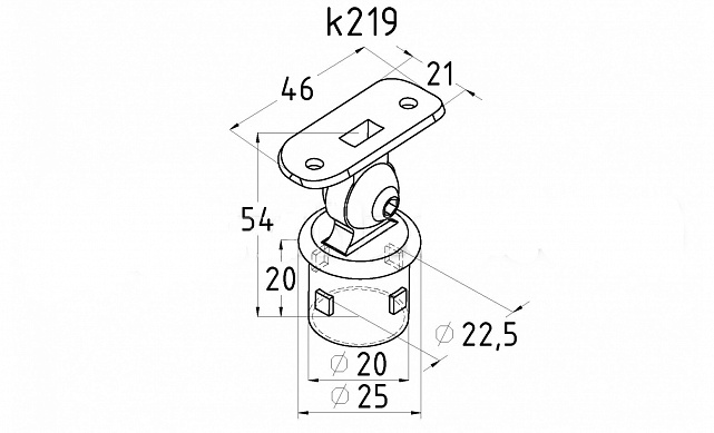 Наконечник палец с регулируемым ложементом, литой, под стойку Ø25.4х1.5 мм, полировка 600 GRIT, нержавеющий AISI 304 k219 2 Наконечник палец с регулируемым ложементом, литой, под стойку Ø25.4х1.5 мм, полировка 600 GRIT, нержавеющий AISI 304 k219 2