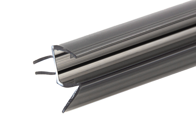 Уплотнитель для стекла 8мм, полупрозрачный черный, пол-стекло 2,2 м t206-2 BL  3