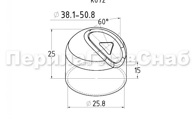 Наконечник штампованный (СПС) косой 30° на трубу Ø25 мм, для поручня Ø38.1 мм, полированный, нержавеющий, AISI 304, k072 2