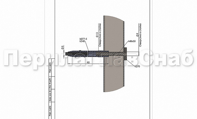 Держатель тросика Ø6 мм, короткий 50х12, прямой, под М8, полированный k240-2 2 Держатель тросика Ø6 мм, короткий 50х12, прямой, под М8, полированный k240-2 2