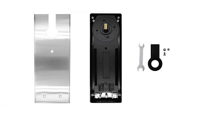 Доводчик для стеклянной двери до 100 кг EN4, напольный, 500 тыс, циклов, нержавеющая сталь AISI 304, шлифованная t184-3 SSS 6