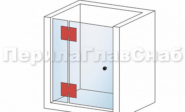 Петля для душевой кабины стекло-стекло 180° 90х55 мм латунь-хром, полированная t303 PC 4