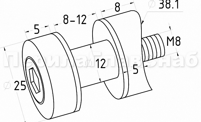 Стеклодержатель точечный для трубы Ø38.1 мм, штампованный, полированный (AISI 304) k074 2 Стеклодержатель точечный для трубы Ø38.1 мм, штампованный, полированный (AISI 304) k074 2