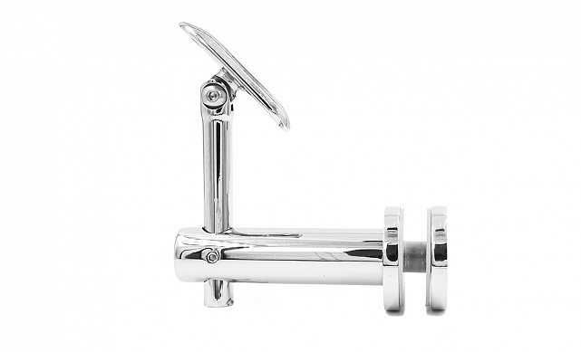 Выносной держатель поручня на стекло 8-20 мм, регулируемый, с ложементом, полированный, (AISI 304) k241-5 6 Выносной держатель поручня на стекло 8-20 мм, регулируемый, с ложементом, полированный, (AISI 304) k241-5 6