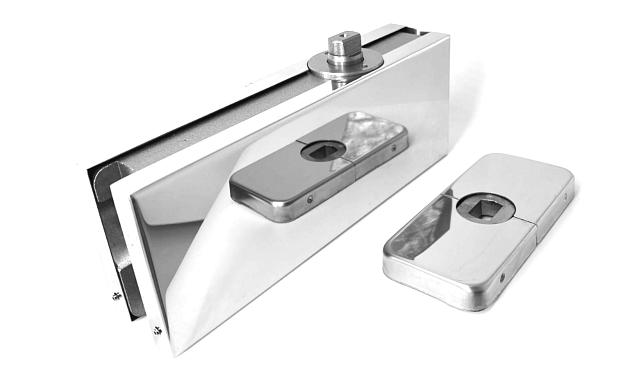 Фитинг нижний со встроенным доводчиком для стеклянной двери до 80 кг, полированный t185-2 PSS   6