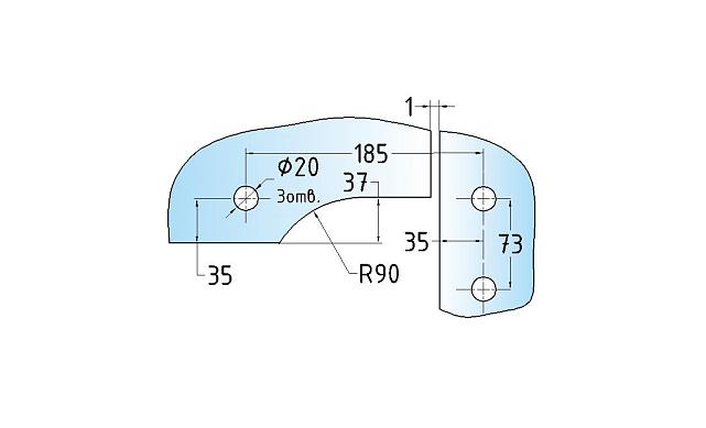 Фитинг угловой соединительный с осью, полир, вырез 02 t140-2 PSS 3