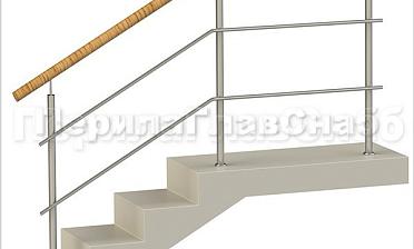 Два ригеля на сварке, круглый пластиковый поручень и круглые стойки купить в Алматы