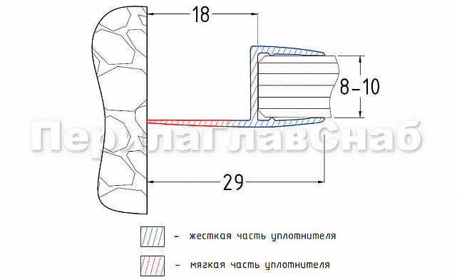 Уплотнитель для стекла в душевую кабину 8 мм, стекло-стекло 2200 мм t204 4 Уплотнитель для стекла в душевую кабину 8 мм, стекло-стекло 2200 мм t204 4