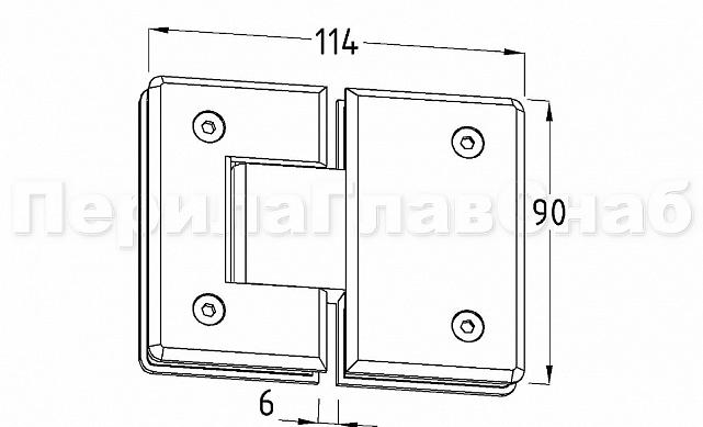 Петля для душевой кабины стекло-стекло 180° 90х55 мм латунь-хром, полированная t303 PC 3 Петля для душевой кабины стекло-стекло 180° 90х55 мм латунь-хром, полированная t303 PC 3